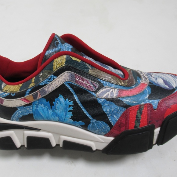 Salvatore Ferragamo Women's Gatteo Multi Printed Calf Leather Sneaker Size 10 US